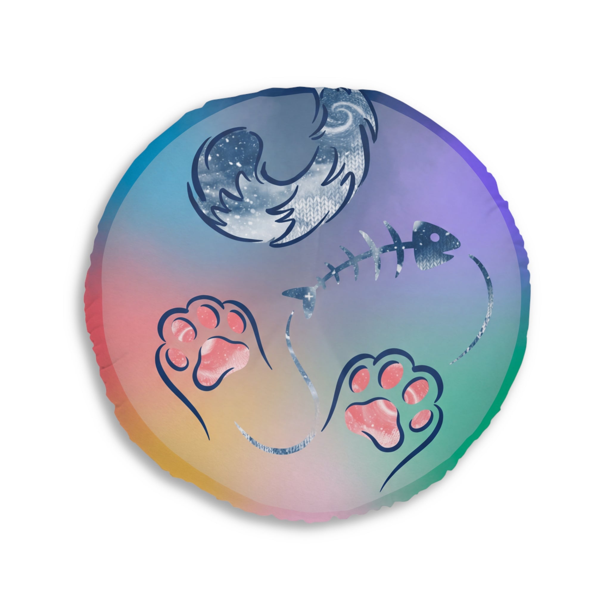 Purr Therapy Double-Exposure Cat Floor Pillow