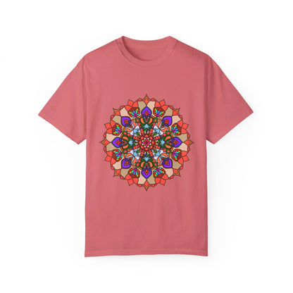 Unisex Mandala T-Shirt featuring intricate, hand-drawn mandala art, made from 100% ring-spun cotton and garment-dyed for extra comfort