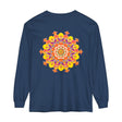 Vibrant mandala long sleeve unisex t-shirt with intricate design and bold colors