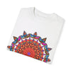 Unisex Mandala T-Shirt made from 100% Ring-Spun Cotton, featuring Hand-Drawn Mandala Art and Garment-Dyed for Extra Comfort