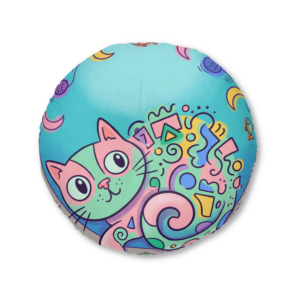 Cuscino da pavimento "Sogni d'amore con gatto surreale"