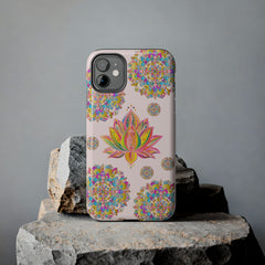 Beautiful light pink lotus flower mandala design phone case for stylish protection