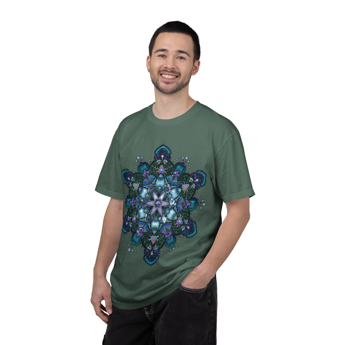 Mandala T-Shirt – Blue Purple Boho Geometric Floral Design