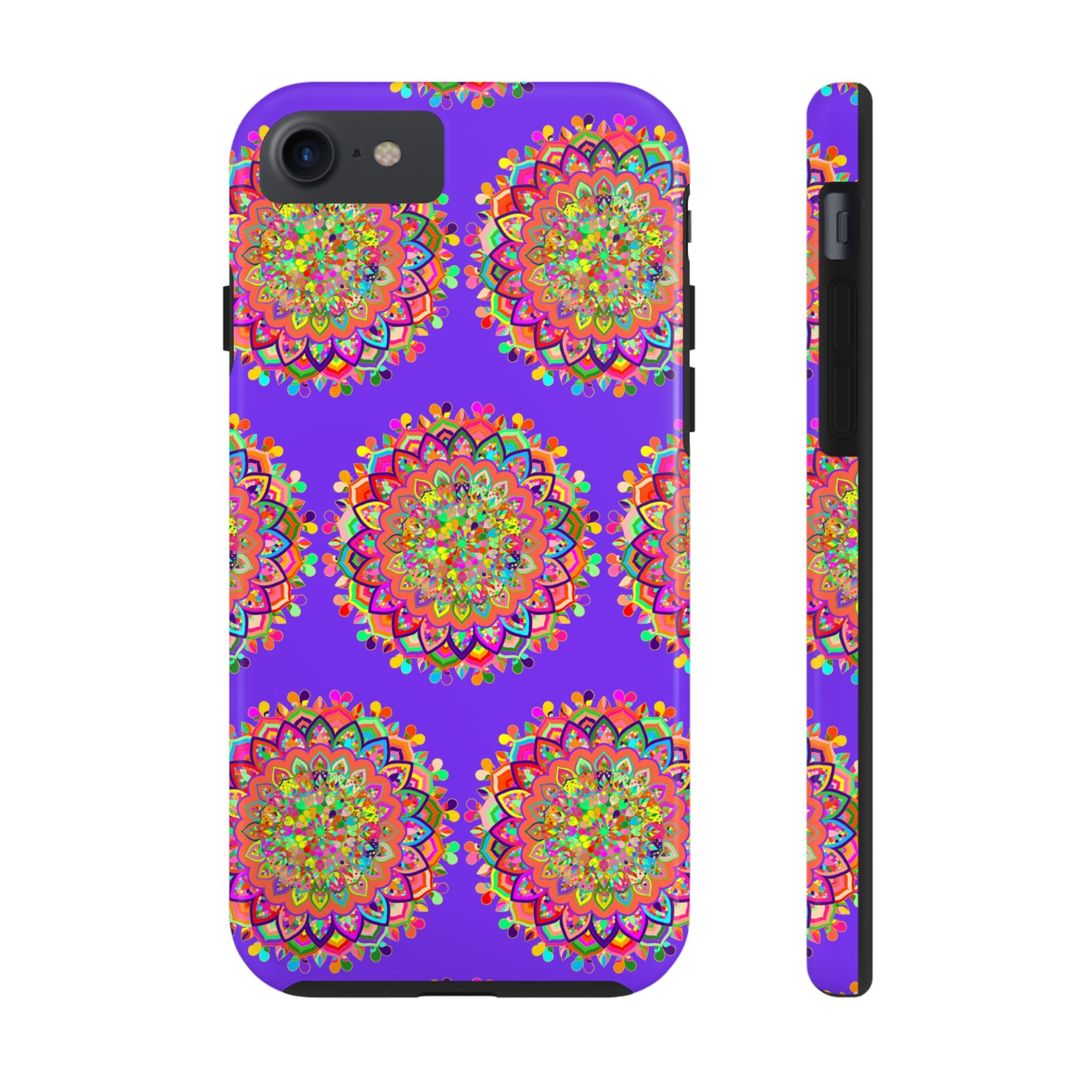 Hand drawn intricate purple mandala design phone case for iPhone X and XS