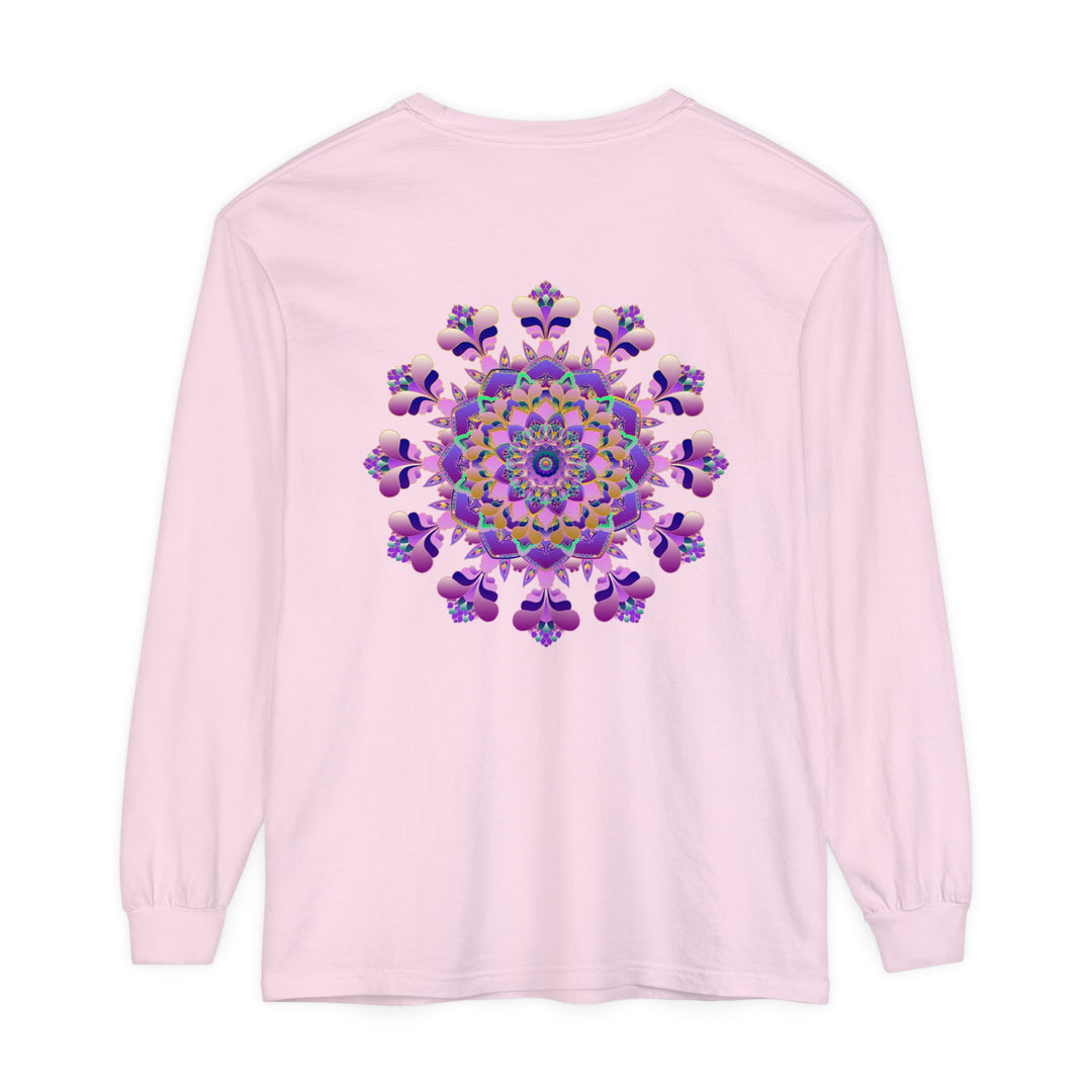 Intricate Mandala Long Sleeve T-Shirt - Unisex, featuring a detailed and colorful mandala design on a comfortable and versatile long sleeve shirt