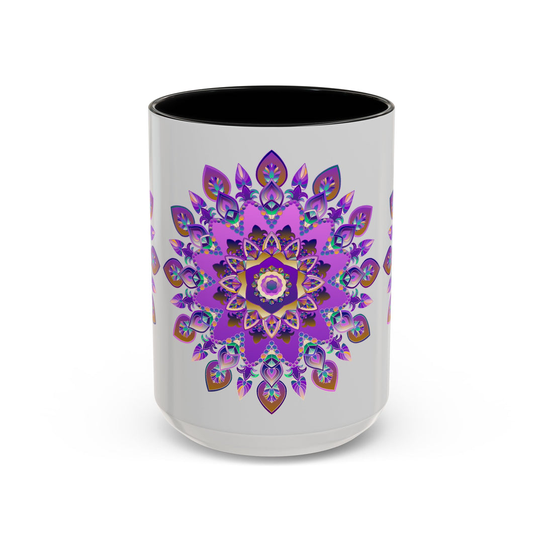  Eye-catching mug adorned with a mesmerizing purple and gold mandala 