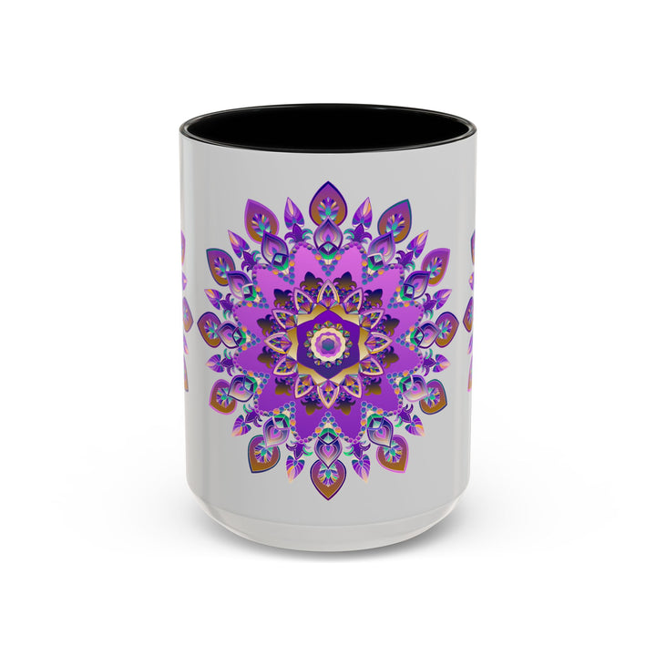  Eye-catching mug adorned with a mesmerizing purple and gold mandala 