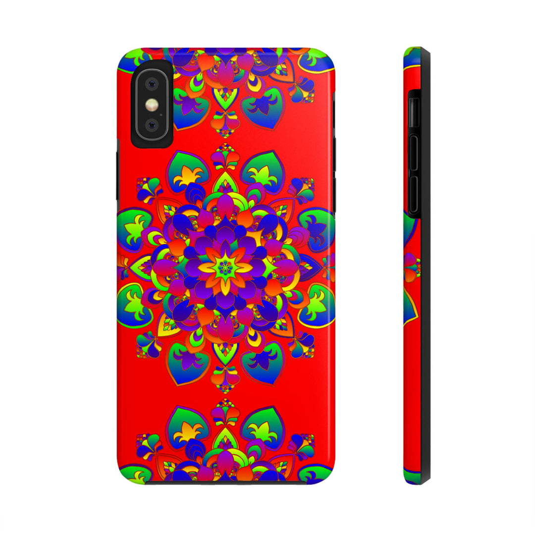 Beautiful hand drawn red mandala art on a phone case, perfect for adding a touch of intricate elegance to your phone