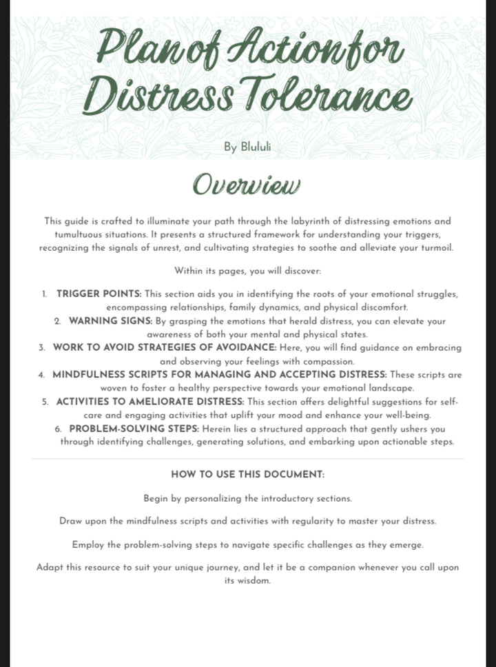Resilience Building Guide - Digital File - Comprehensive Distress Tolerance Workbook