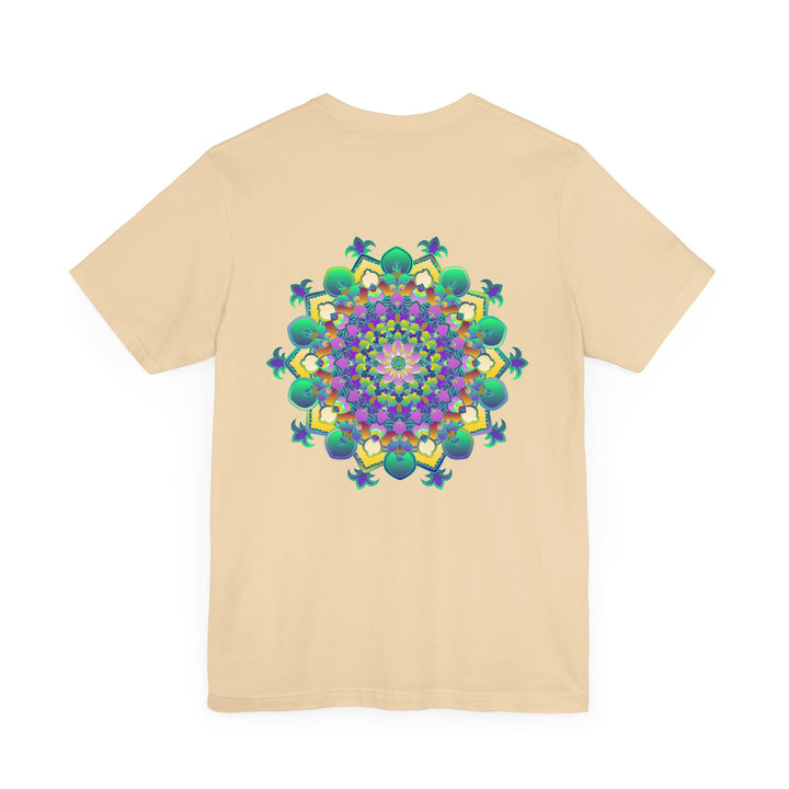 A colorful and intricate mandala design adorns this vibrant tee, promoting spiritual peace and harmony through its soothing and mesmerizing patterns