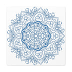 Handmade steel blue matte canvas mandala wall art design