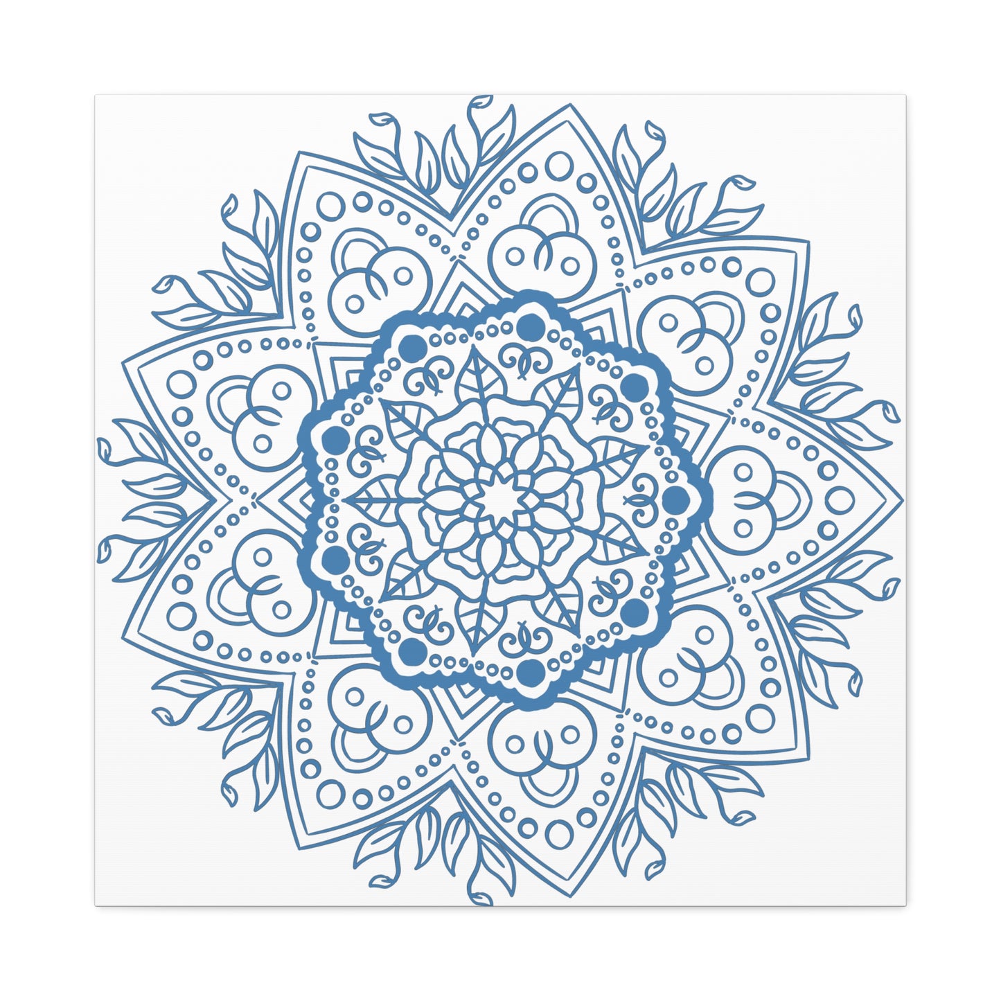 Handmade steel blue matte canvas mandala wall art design