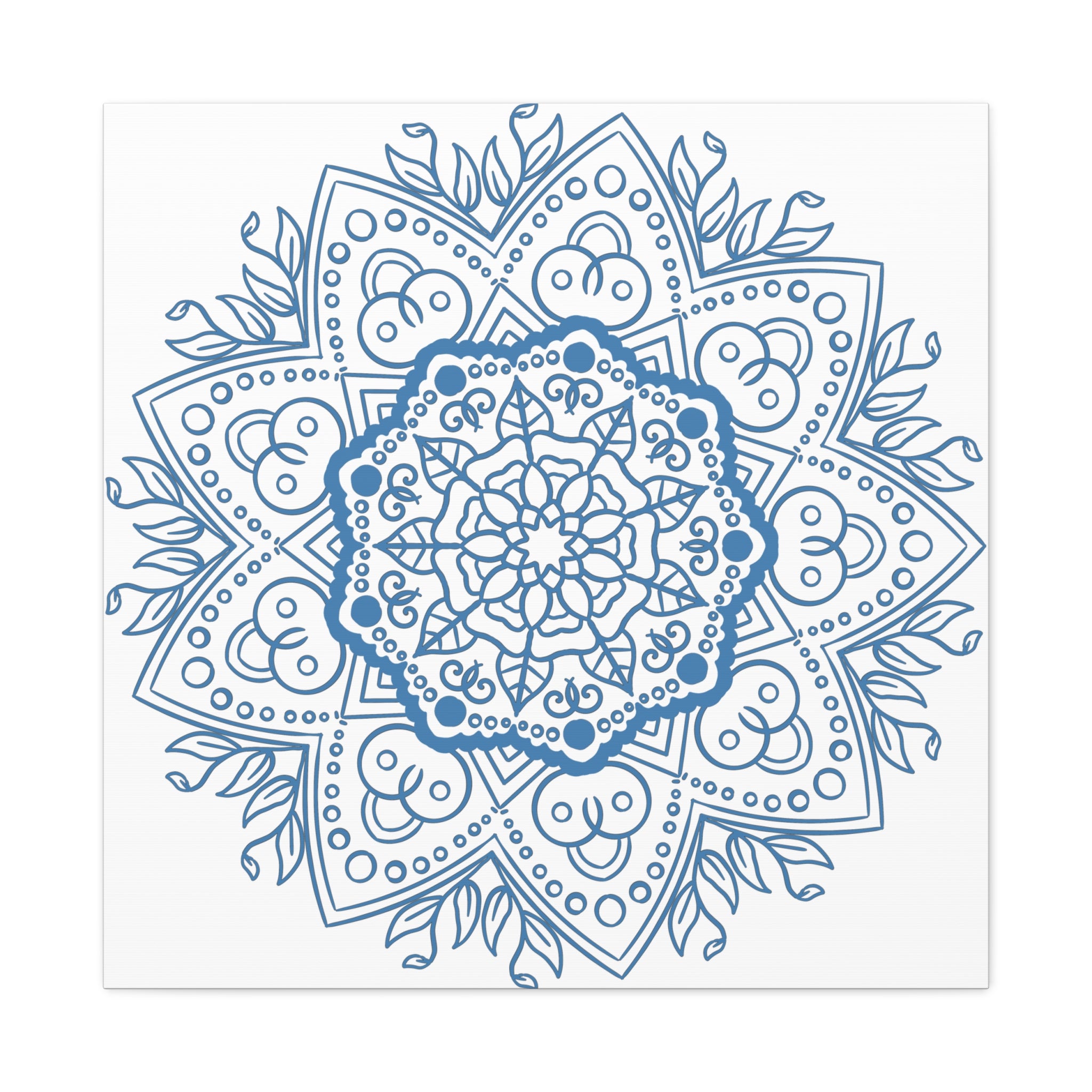 Handmade steel blue matte canvas mandala wall art design