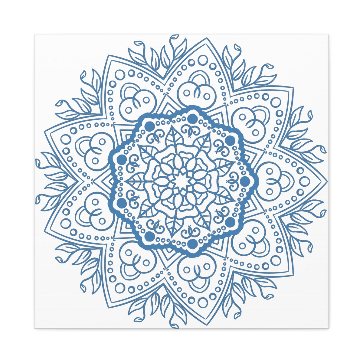 Handmade steel blue matte canvas mandala wall art design