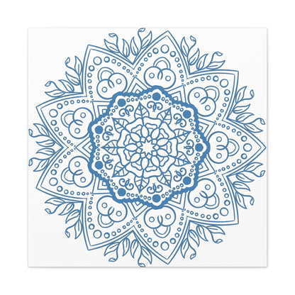 Handmade steel blue matte canvas mandala wall art design