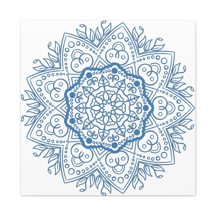 Handmade steel blue matte canvas mandala wall art design