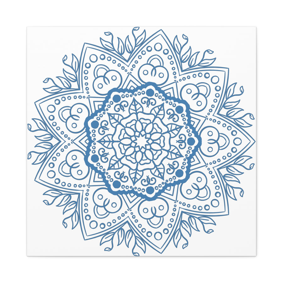 Handmade steel blue matte canvas mandala wall art design