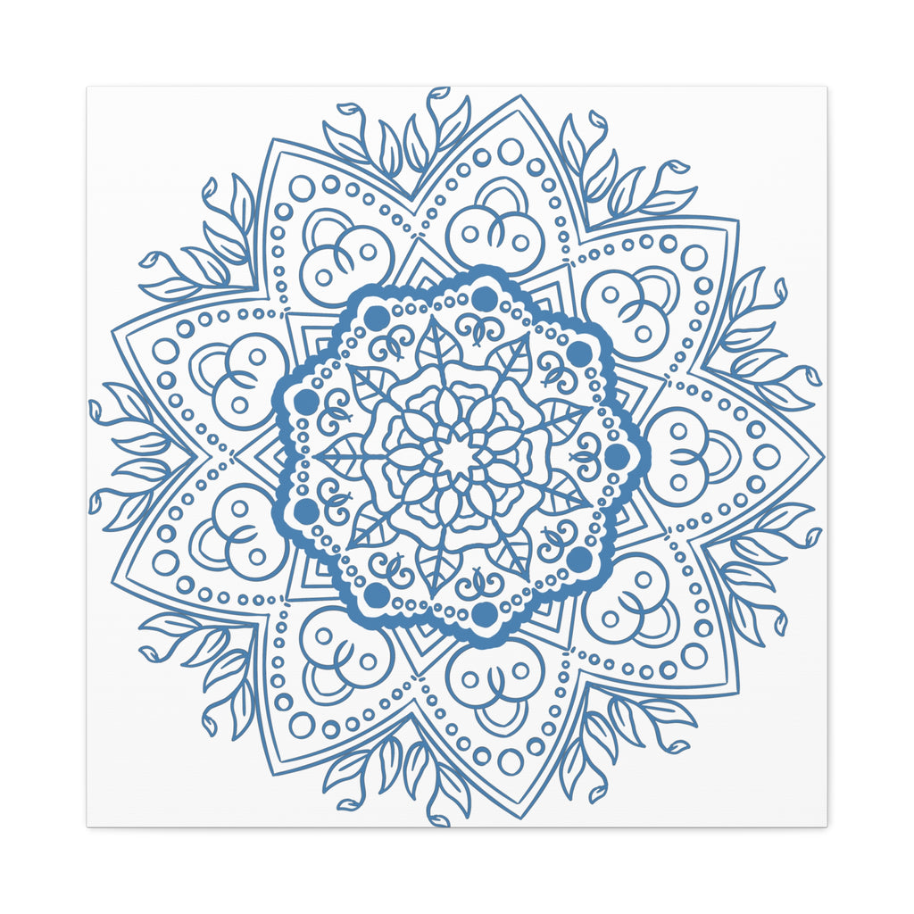 Handmade steel blue matte canvas mandala wall art design