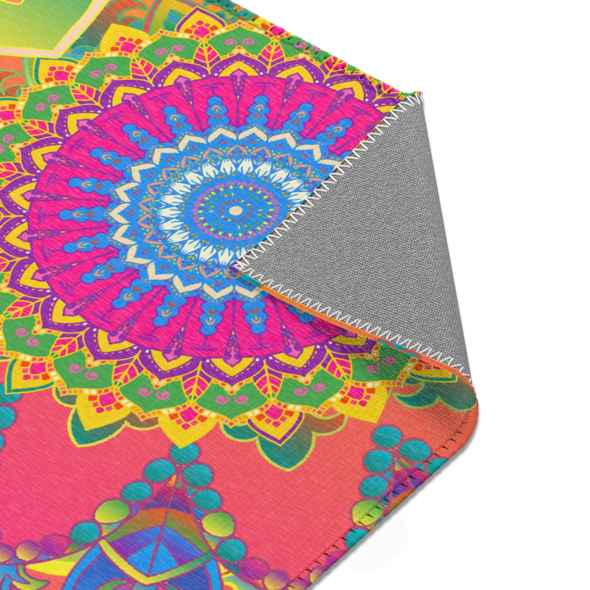 Psychedelic Floral Mandala Area Rug