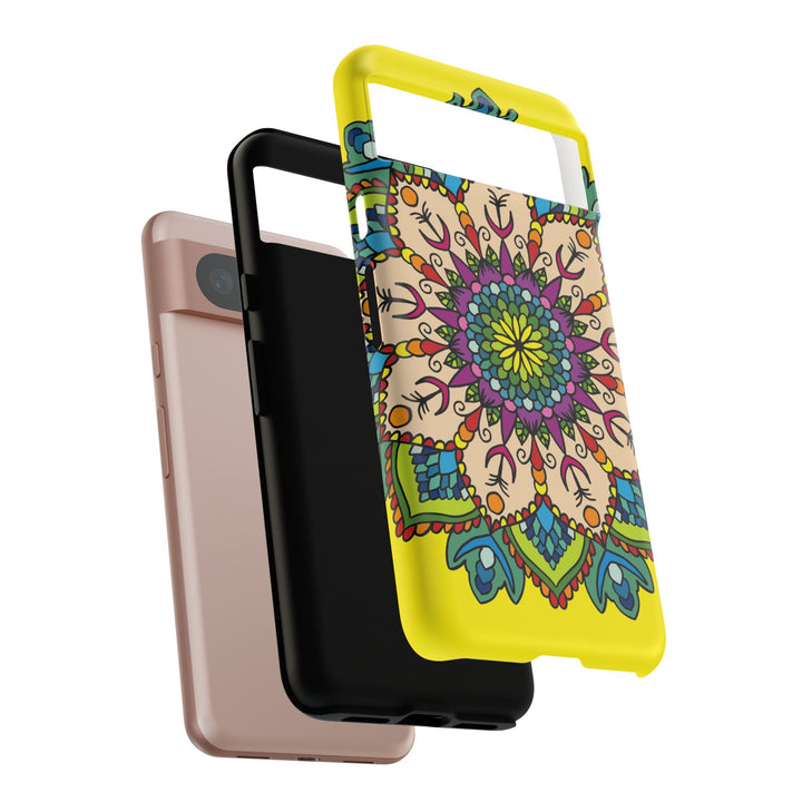 Intricate Floral Yellow Phone Case for Bold Protection and Style