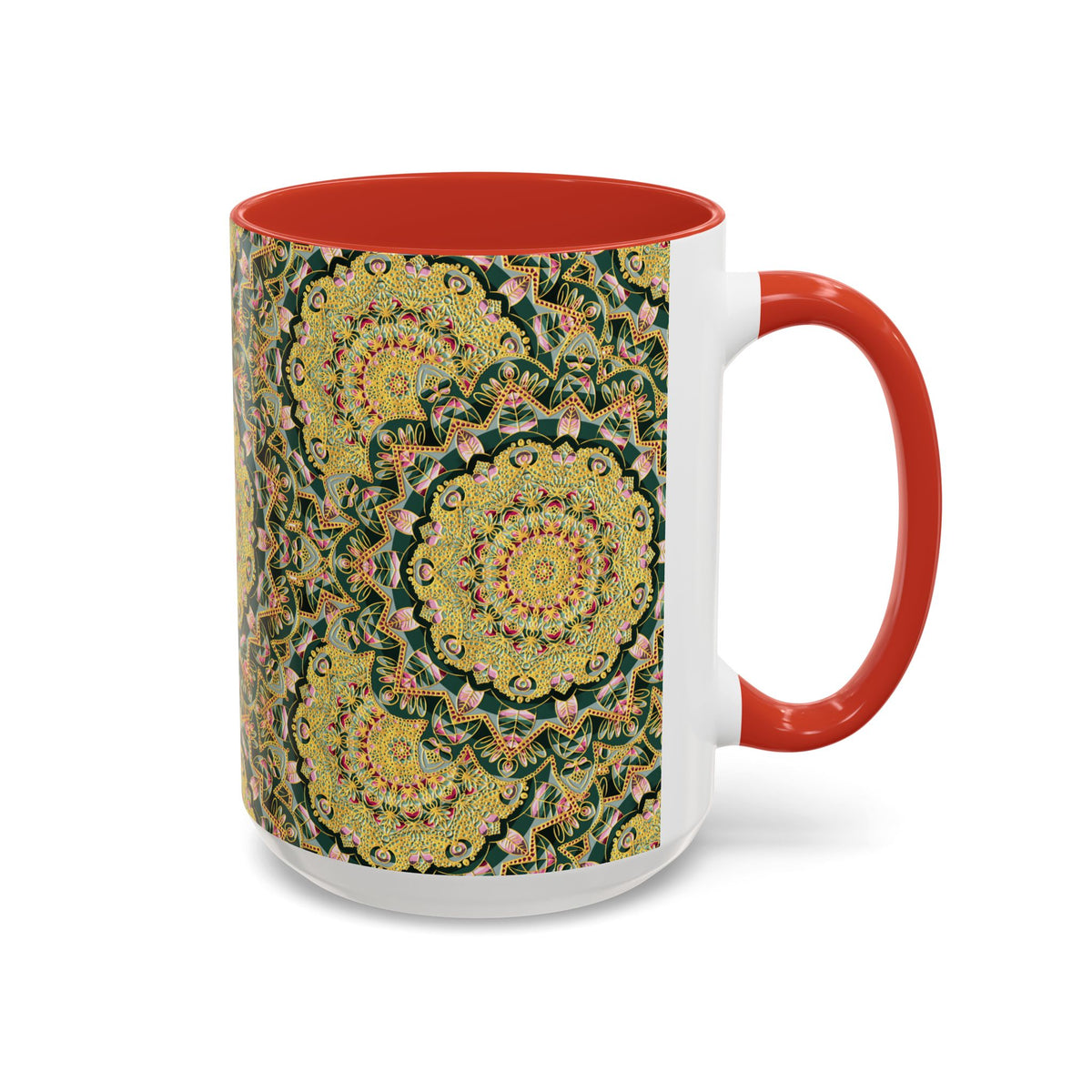 Mandala Floral Coffee Mug – Bohemian Botanical Ceramic Cup