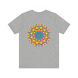 Colorful and intricate mandala design on a t-shirt promoting peace and harmony