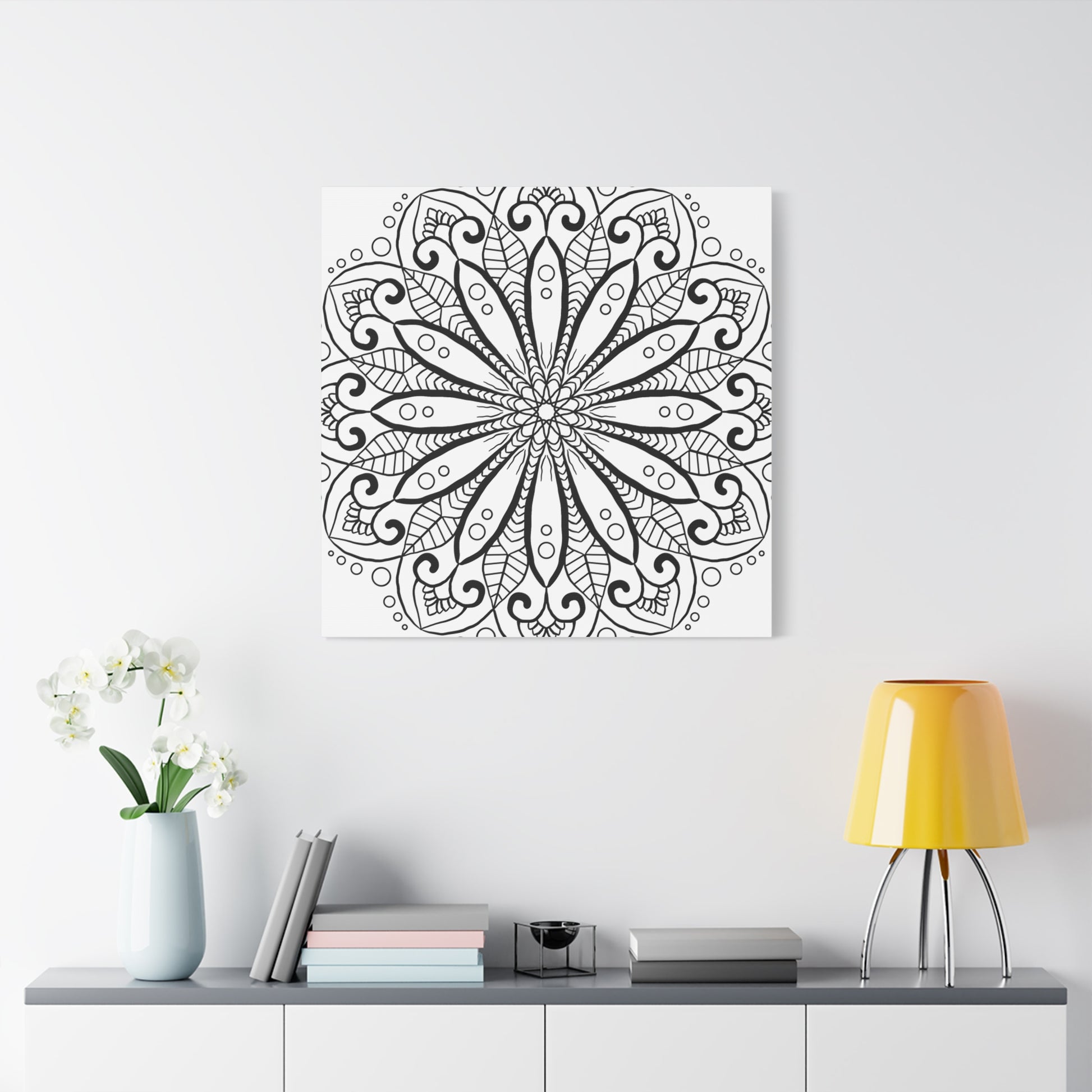 Handmade Mandala Art - Black & White Wall Art - Matte Canvas, Stretched, 125 alt text 33