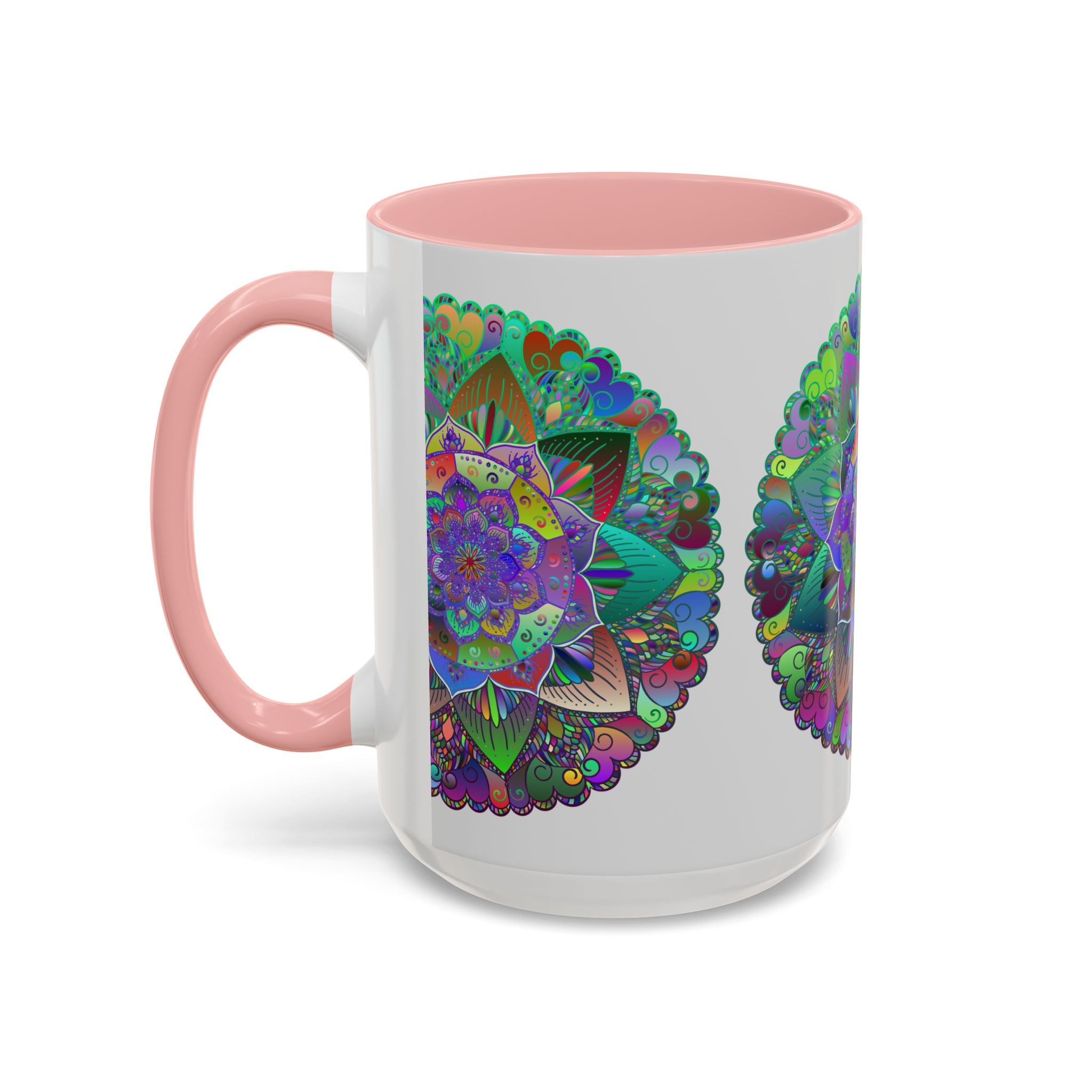 Eye-catching mandala art mug with vibrant and intricate patterns