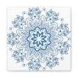 Handmade Mandala Art in Steel Blue with Matte Canvas and Stretched Frame for Wall Decor