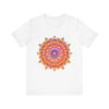 Vibrant Mandala Tee featuring intricate psychedelic art in bold colors and intricate patterns