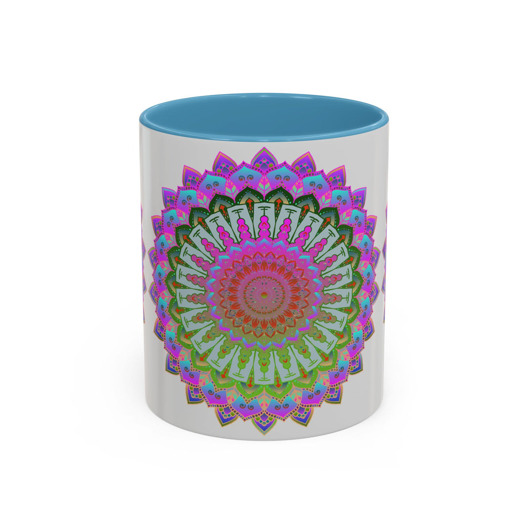 Intricately designed mandala art mug with colorful and vibrant patterns