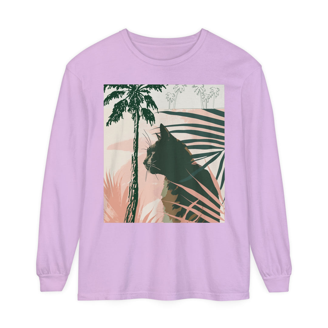 Black Cat Jungle Long Sleeve T-Shirt with crew neck alt text 8