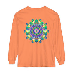 Colorful and detailed long sleeve t-shirt featuring an intricate mandala design