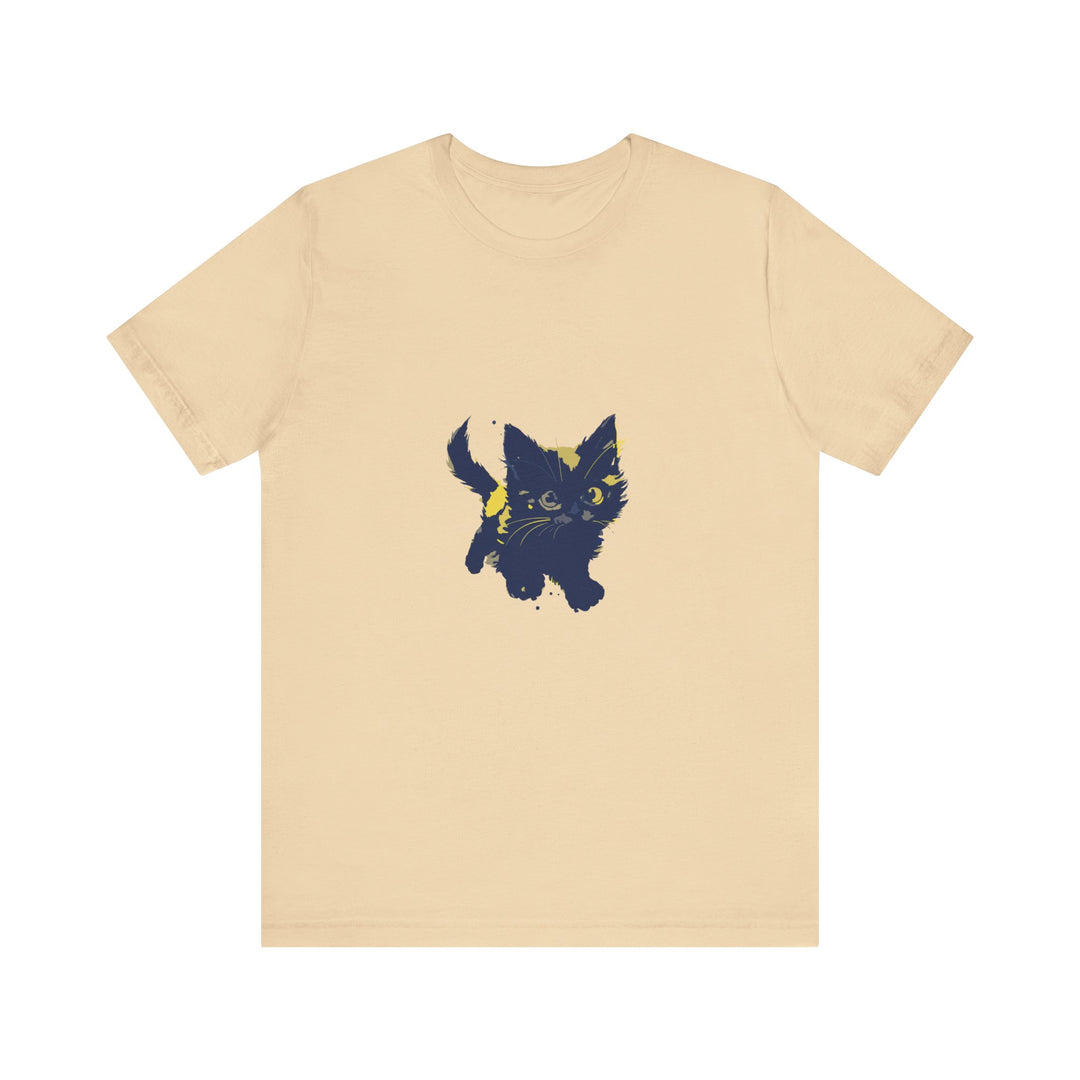 Black Cat Mystery T-Shirt - Cute & Playful - A black t-shirt with a playful and adorable black cat design