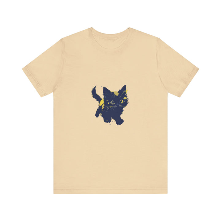 Black Cat Mystery T-Shirt - Cute & Playful - A black t-shirt with a playful and adorable black cat design