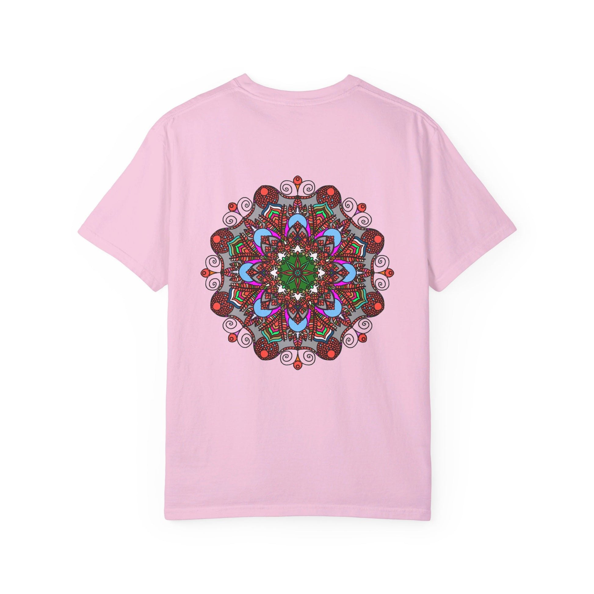 Unisex mandala t-shirt made of 100% ring-spun cotton, garment-dyed for extra comfort, featuring hand-drawn mandala art