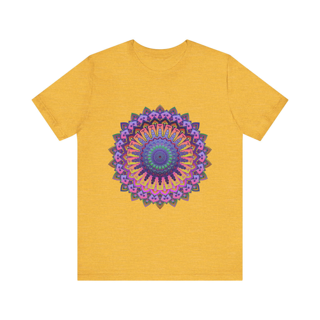 Colorful Mandala Meditation Tee with an intricate design, perfect for yoga and meditation practice, featuring vibrant and calming colors