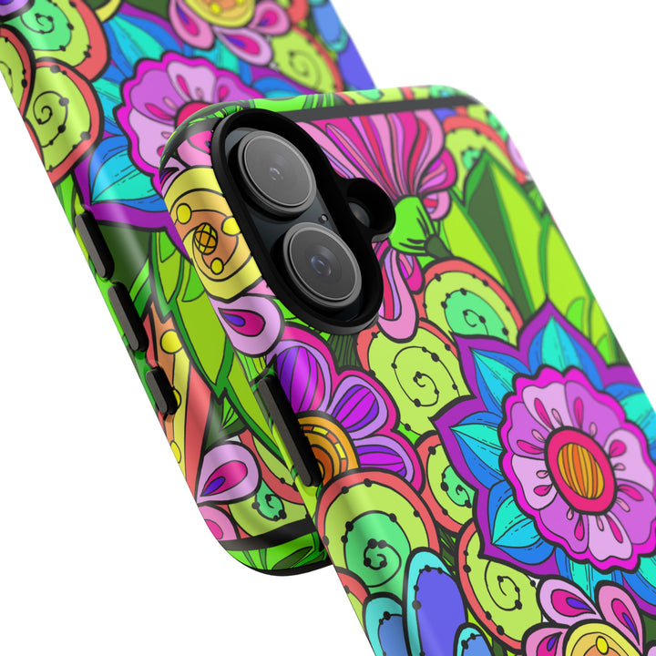 Floral Fantasy iPhone and Google Pixel Case in Bright Green Palette