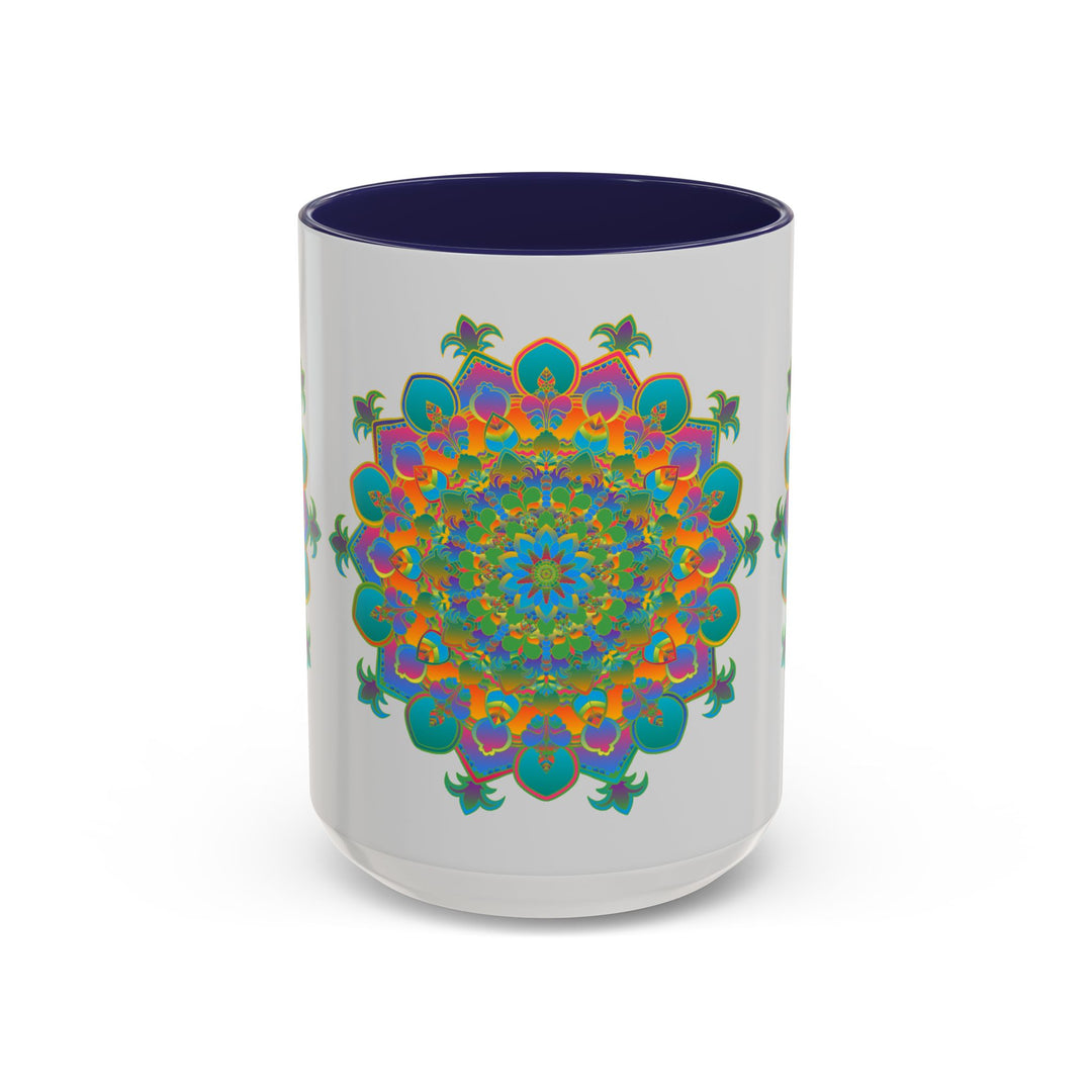 Beautiful mandala art mug with intricate and vibrant design, perfect for adding a pop of color to your morning routine