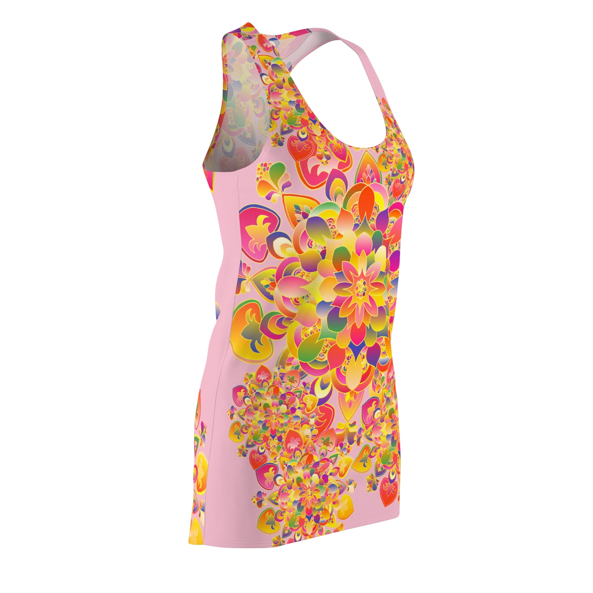 Psychedelic Floral Racerback Dress – Pink Kaleidoscope AOP