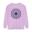 Colorful and intricate mandala design printed on long sleeve t-shirt