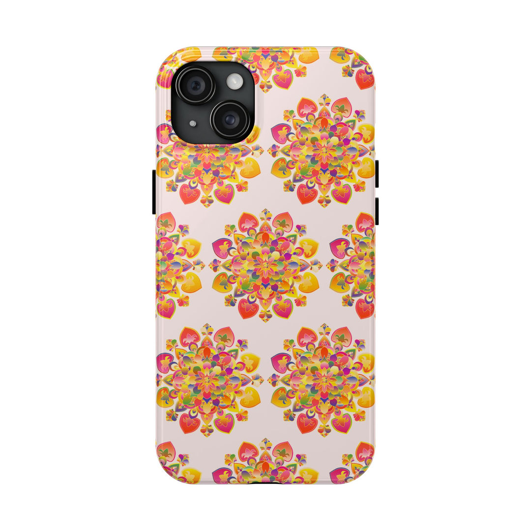 Phone Case - Hand-Drawn Mandala Art - Light Pink Long Description 85