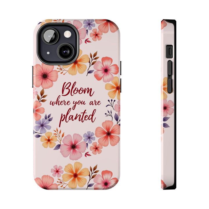 Light pink phone case with flower garland bloom design, perfect for adding a touch of nature to your device