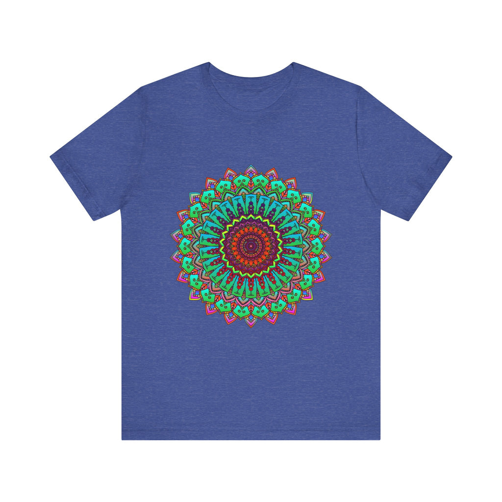 Vibrant mandala tee featuring colorful spiritual art and intricate design