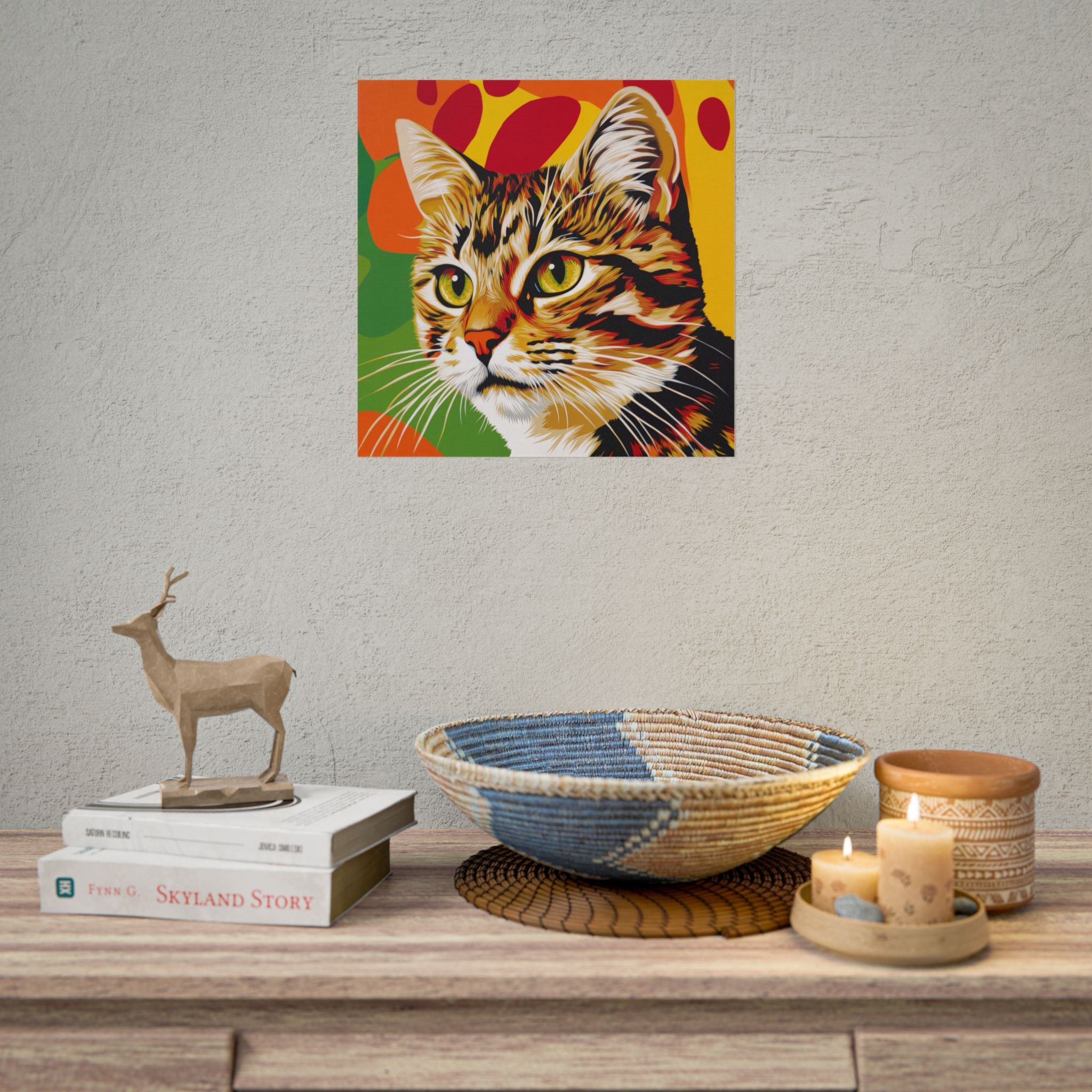 Colorful Pop Art Cat Poster — Rolled Wall Art for Cat Lovers