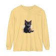 Black Kitten Watercolor Splash T-Shirt with adorable kitten design and vibrant watercolor splash print on soft, comfortable black fabric
