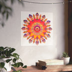 Vibrant Floral Mandala Fine Art Poster — Boho Wall Decor for Living Room & Meditation