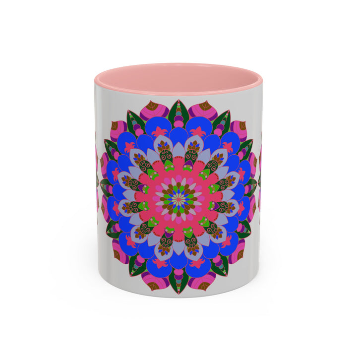 Beautiful mandala mug with intricate and vibrant designs in multiple colors