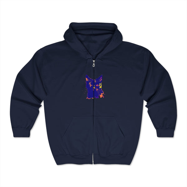 Black Cat Watercolor Hoodie - Mystical Design hoodie displayed on a mannequin with a black cat watercolor design on the front and back 