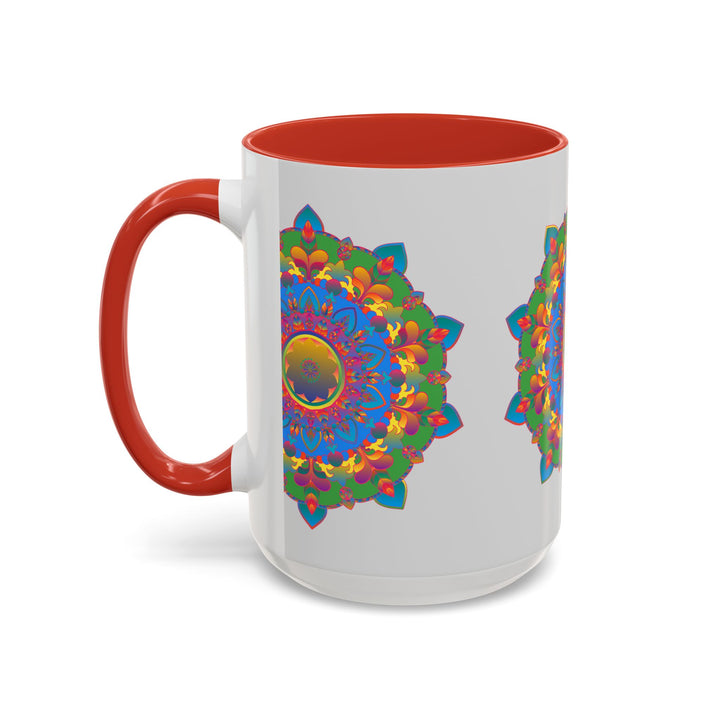 Unique and artistic mandala flower print on grey cup